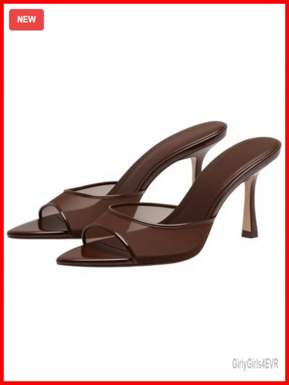 Women's Open Peep Toe Mule Kitten Heel Slip On Patent Leather Sandals